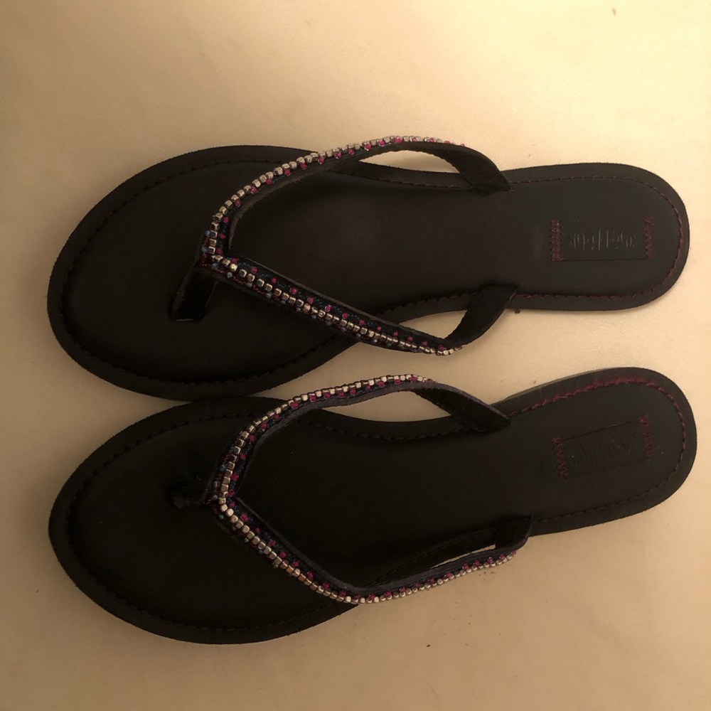 Mad Love Leather Beaded Flip Flop